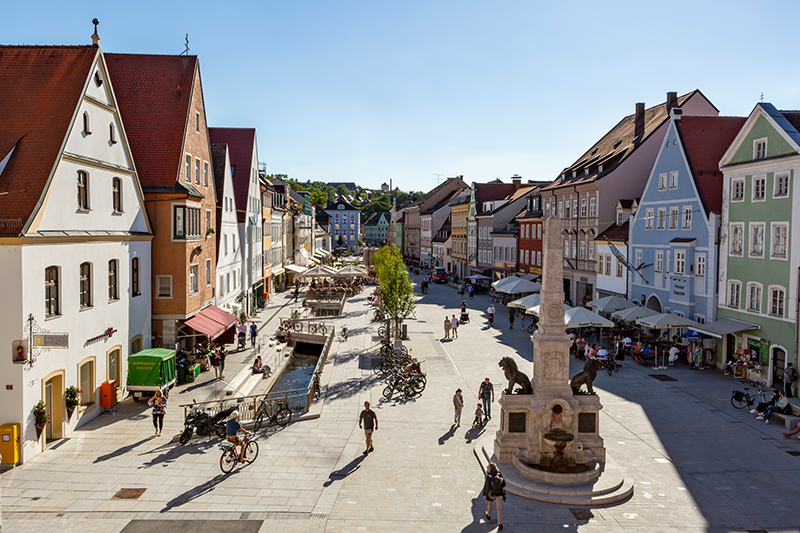 Bild der Innenstadt Freising. Wir führen hier Tatortreinigungen durch.